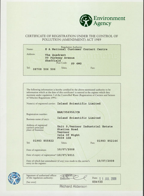 Environment Agency Cert